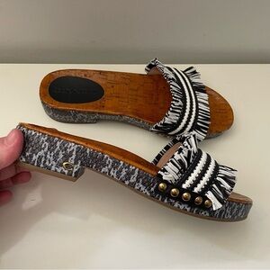 Coach Brayden Raffia Slip On Sandal Size 8 Resortwear Beach Vacation